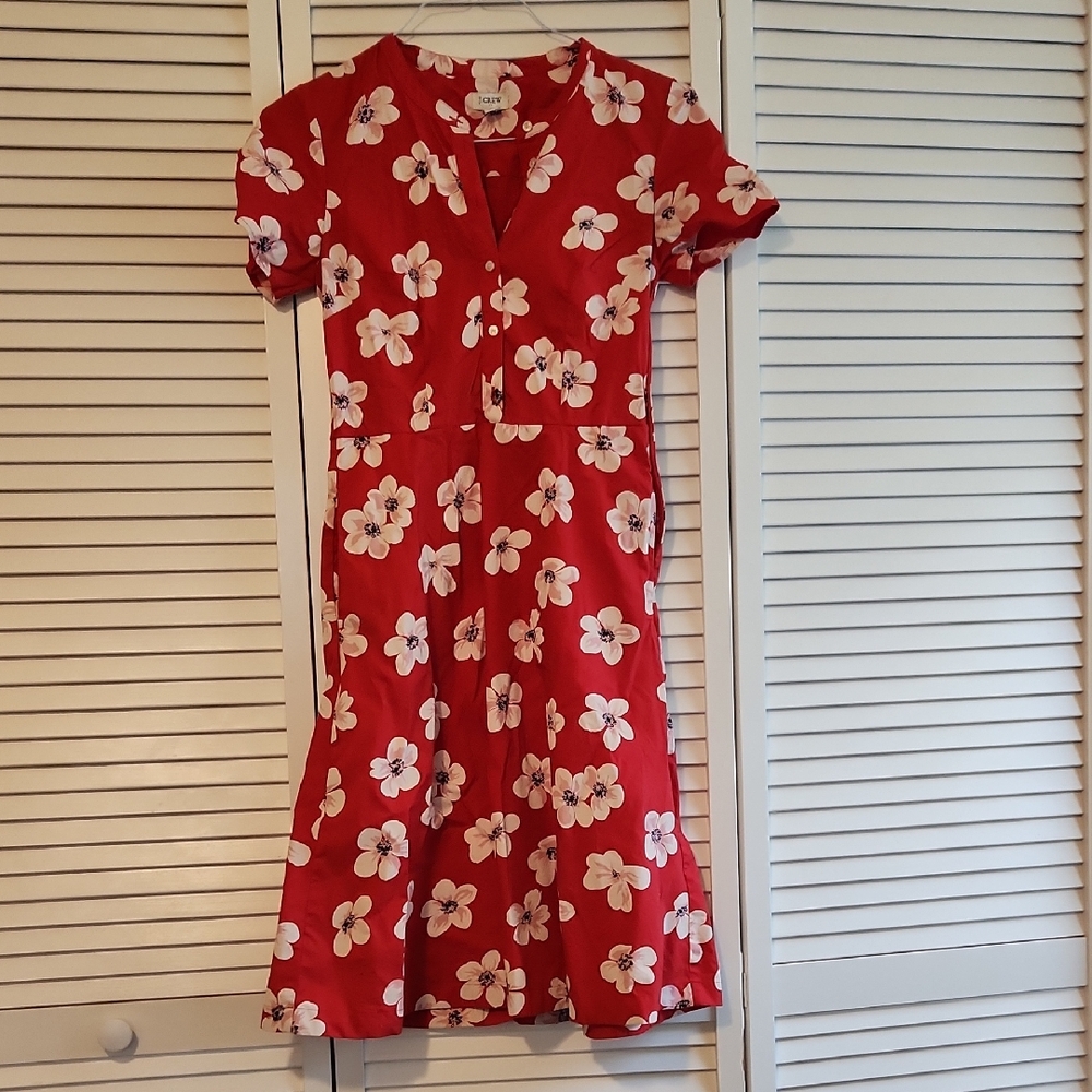 J. Crew Red And White Flower Print Sundress